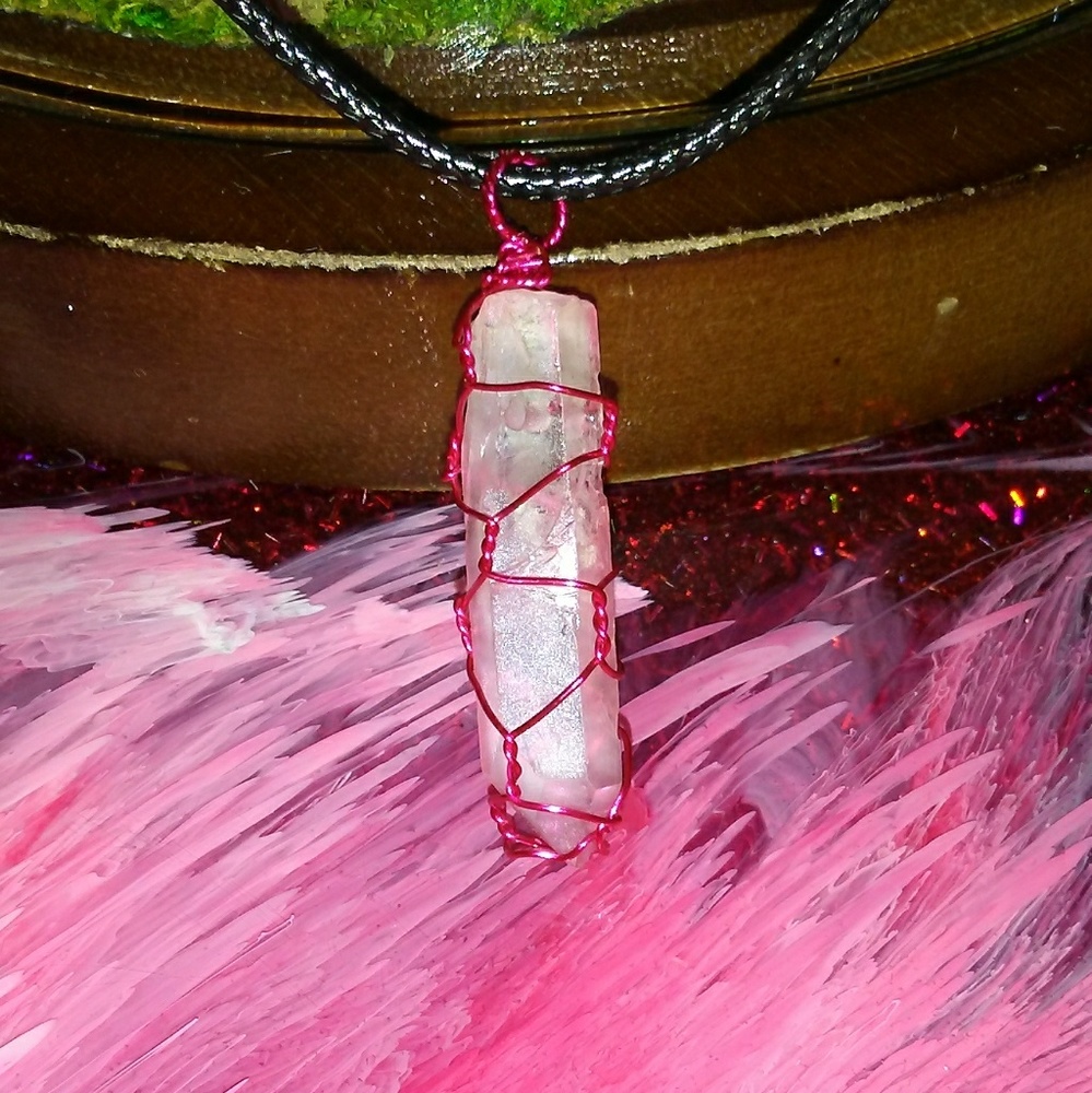 Wire Wrappped Pink Aura Quartz